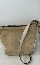Load image into Gallery viewer, Coach Womens Beige White Monogram Print Single Strap Zip Top Lined Crossbody Bag