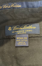 Load image into Gallery viewer, Brooks Brothers Mens Black Flat Front Advantage Milano Chino Pants Size W34/33L