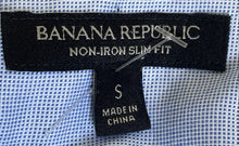 Load image into Gallery viewer, Banana Republic Mens Blue Printed Cotton Non-Iron Slim Fit Button-Up Shirt Sz S