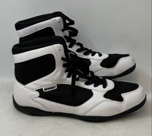 Load image into Gallery viewer, BKWHDAY Mens Black White Printed Lace-Up High Top Wrestling Shoes Size EUR 45