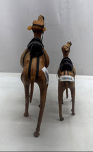 Load image into Gallery viewer, Vintage Brown Leather Wrapped Saddle Harness Mother Calf Camel Figurines 2 Pcs