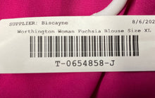 Load image into Gallery viewer, Worthington Womens Fuchsia Long Sleeve Criss Cross V-Neck Wrap Blouse Top Sz XL