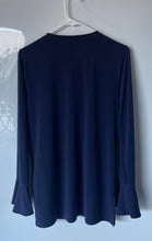 Load image into Gallery viewer, Michael Kors Womens Blue Prussian Long Sleeve Tie-Neck Blouse Top Size M