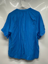 Load image into Gallery viewer, Karl Lagerfeld Womens Blue Short Sleeve Collared Button-Up Shirt Size Large