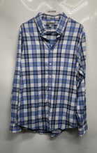 Load image into Gallery viewer, Express Mens Blue Plaid Button Down Collar Long Sleeve Dress Shirt Size XL