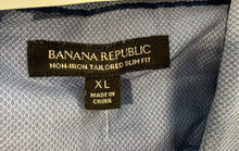 Load image into Gallery viewer, Banana Republic Mens Blue Printed Non-Iron Tailored Fit Button-Up Shirt Size XL