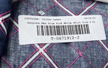Load image into Gallery viewer, Bespoke Mens Blue Pink White Long Sleeve Collared Button-Up Shirt Size 4XL