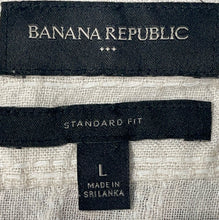 Load image into Gallery viewer, Banana Republic Mens Beige Striped Standard Fit Button-Up Shirt Size Large