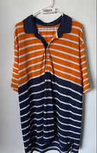 Load image into Gallery viewer, RLX Ralph Lauren Mens Blue Orange Striped Regular Fit Polo Shirt Size XXL