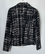 Load image into Gallery viewer, Ann Taylor Womens Black White Plaid Tweed Long Sleeve Blazer Jacket Size 2