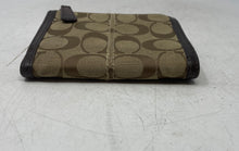 Load image into Gallery viewer, Coach Womens Brown Signature Leather Trim Credit Card ID Window Trifold Wallet