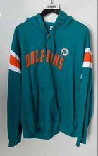 Load image into Gallery viewer, NFL Team Apparel Mens Green Miami Dolphins Long Sleeve Full-Zip Hoodie Size 2XL