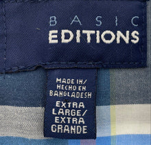 Load image into Gallery viewer, Basic Editions Mens Blue Pink White Plaid Short Sleeve Button-Up Shirt XL