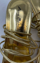Load image into Gallery viewer, Anne Michelle Womens Yellow Gold Tone Stiletto Heel Strappy Sandals Size 8.5