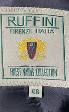 Load image into Gallery viewer, Ruffini Mens Black Striped Notch Lapel Flap Pocket Three Button Blazer Size 48