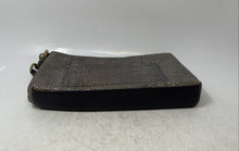 Load image into Gallery viewer, Donald J Pliner Womens Gray Snakeskin Embossed Leather Zip Top Wristlet Wallet