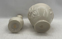 Load image into Gallery viewer, Set Of 2 Pcs Lenox Rose Floral Embossed Ceramic Cream Gold Trim Tabletop Vase