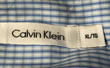 Load image into Gallery viewer, Calvin Klein Mens Blue White Cotton Long Sleeve Collared Button-Up Shirt Size XL