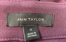 Load image into Gallery viewer, Ann Taylor Womens Burgundy Flat Front Pockets Wide-Leg Dress Pants Size 12