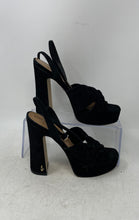 Load image into Gallery viewer, Sam Edelman Womens Kristen Black Suede Knotted Block Heel Platform Sandals Sz 6