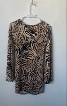 Load image into Gallery viewer, Arden B. Womens Black Khaki Printed Long-Sleeve V-Neck Bodycon Dress Size XS