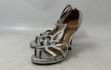 Load image into Gallery viewer, Vizzano Womens Silver Open-Front Buckle Stiletto Ankle Strap Heels Size 4