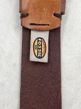 Load image into Gallery viewer, Authentic Fossil Mens Brown Leather Adjustable Formal Dress Belt Size EUR 34