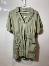 Load image into Gallery viewer, Zara Womens Green Short Sleeve Button Front One-Piece Romper Size Small