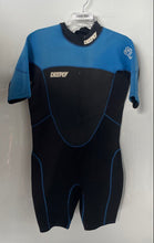 Load image into Gallery viewer, Deeply Mens Black Blue Colorblock Back Zip One-Piece Wetsuit Size 2XL