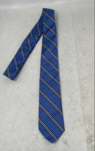 Load image into Gallery viewer, Brooks Brothers Mens Blue And White Striped Keeper Loop Adjustable Pointed Tie