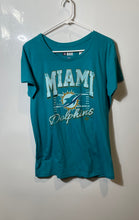 Load image into Gallery viewer, NFL Team Apparel Womens Aqua Cotton Miami Dolphins Graphic T-Shirt Size L