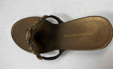 Load image into Gallery viewer, Montego Bay Club Womens Bronze Embellished Wedge Heel Thong Sandals Size 9
