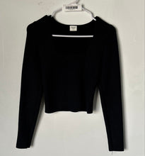 Load image into Gallery viewer, Abercrombie & Fitch Womens Black Ribbed Long Sleeve Square Neck Cropped Top Sz S