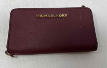 Load image into Gallery viewer, Michael Kors Womens Wine Red Saffiano Leather ID Window Bifold Wallet