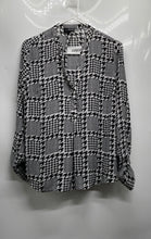 Load image into Gallery viewer, The Limited Womens Black White Houndstooth Split Neck Blouse Top Size M