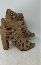 Load image into Gallery viewer, Sam Edelman Womens Yeager Beige Caged Block Heel Back Zip Strappy Sandals Size 9