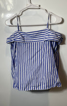 Load image into Gallery viewer, Zara Womens Blue White Striped Print Off-The-Shoulder Pullover Blouse Top Size S