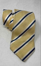 Load image into Gallery viewer, Serica Mens Yellow Striped 100% Pure Silk Classic Adjustable Designer Necktie