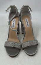 Load image into Gallery viewer, Steve Madden Womens Carrson Silver Rhinestone Block Ankle Strap Sandals Sz 7.5M