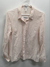 Load image into Gallery viewer, Express Womens Portofino White Pink Striped Slim Fit Button-Up Shirt Size Small