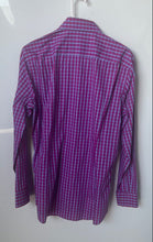Load image into Gallery viewer, Hugo Boss Mens Purple Check Slim Fit Long Sleeve Dress Shirt Size 15.5 39