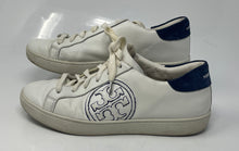 Load image into Gallery viewer, Authentic Tory Burch Womens White Blue Lace-Up Sneaker Shoes Size 9M Damaged