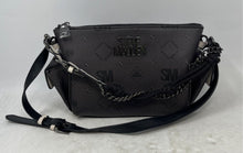 Load image into Gallery viewer, Steve Madden Womens Black Gray Monogram Adjustable Strap Shoulder Handbag