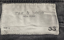 Load image into Gallery viewer, Rag & Bone Mens Black Denim Dark Wash Extra Slim Fit Skinny Leg Jeans Size 33