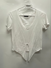Load image into Gallery viewer, Zara Womens White Short Sleeve V-Neck Tie Front Pullover Blouse Top Size Small