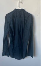 Load image into Gallery viewer, Hugo Boss Mens Blue Black Geometric Cotton Slim Fit Button-Up Shirt Size Medium