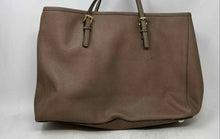 Load image into Gallery viewer, Michael Kors Womens Brown Saffiano Leather Charm Jet Set Travel Tote Handbag