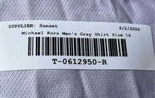 Load image into Gallery viewer, Michael Kors Mens Gray Non-Iron Regular Fit Collared Dress Shirt Size 16 32/33