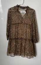 Load image into Gallery viewer, Zara Womens Multicolor Animal Print Tiered Ruffle 3/4 Sleeve Mini Dress Size XS