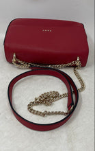 Load image into Gallery viewer, DKNY Womens Red Saffiano Leather Chain Strap Magnetic Flap Crossbody Purse